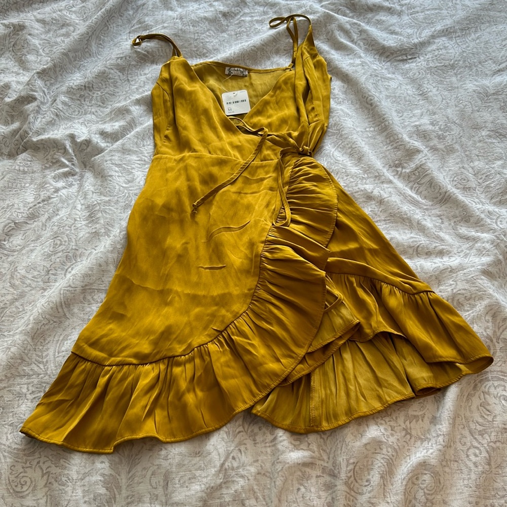 Free People Mustard Wrap Dress